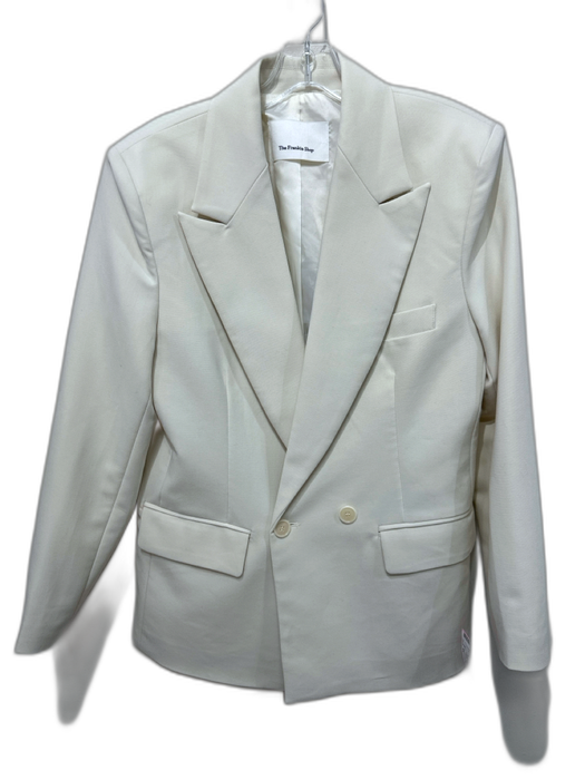 The Frankie Shop Size XS Cream Polyester Blend Shoulder Pads Collared Jacket Cream / XS