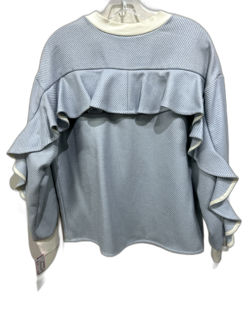 Tish Cox Size M Light Blue & Cream No Fabric Tag Knit Striped Crew Neck Sweater Light Blue & Cream / M