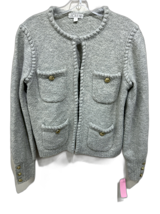 J. Crew Size XS Gray & Gold Acrylic & Wool Knit Knot Detail Pockets Cardigan Gray & Gold / XS