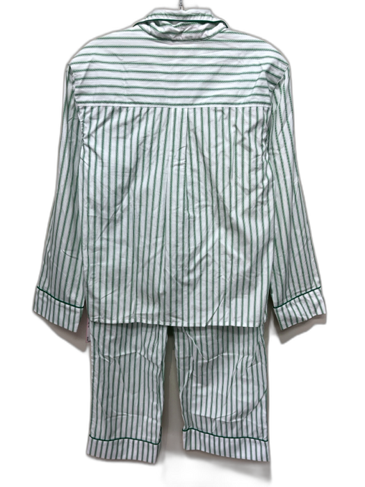 Lake Size XS Green & White Cotton Long Sleeve Vertical Stripes Straight Pant Set Green & White / XS