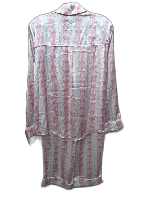 Show Me Your Mumu Size XS Pink & White Polyester Long Sleeve Bows Pant Set Pink & White / XS