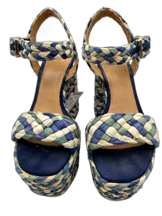 Castaner Shoe Size 36 Blue, Green & Cream Raffia Rounded Square Toe Sandals Blue, Green & Cream / 36