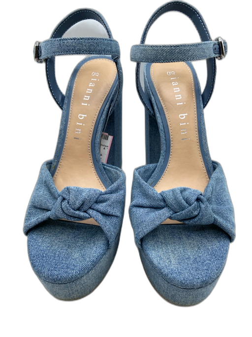 Gianni Bini Shoe Size 36.5 Light Wash Cotton Denim Knot Detail Round Toe Sandals Light Wash / 36.5