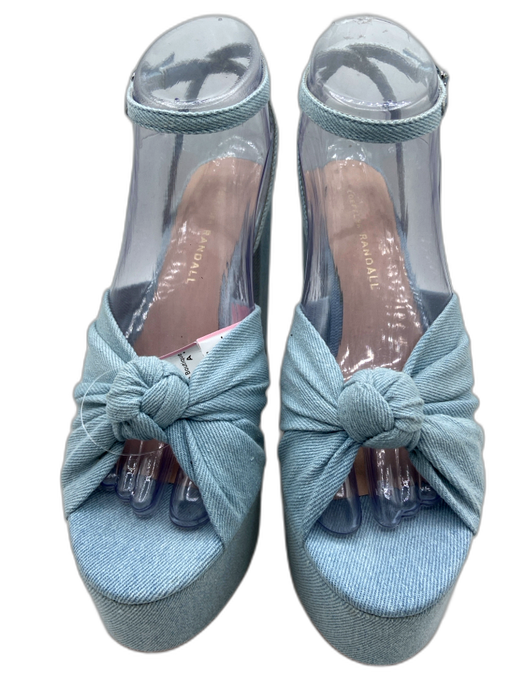 Loeffler Randall Shoe Size 6.5 Light Wash Cotton Denim Knot Detail Sandals Light Wash / 6.5