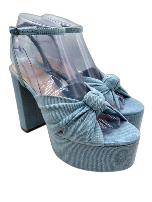 Loeffler Randall Shoe Size 6.5 Light Wash Cotton Denim Knot Detail Sandals Light Wash / 6.5