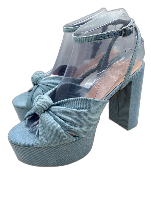Loeffler Randall Shoe Size 6.5 Light Wash Cotton Denim Knot Detail Sandals Light Wash / 6.5