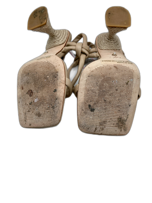 Antonio Melani Shoe Size 6.5 Beige Leather Square Toe Stitch Detail Sandals Beige / 6.5