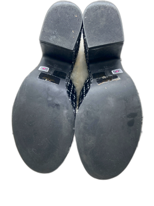 Larroude Shoe Size 6.5 Black & Cream Boucle Checked Shearling Lined Clogs Black & Cream / 6.5