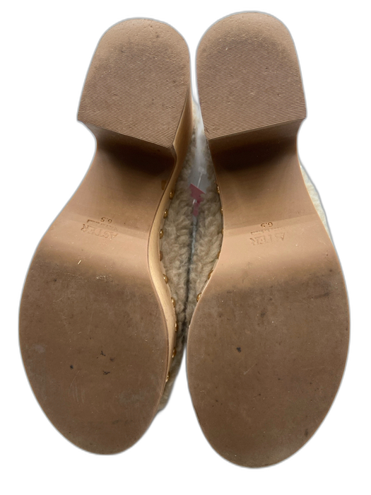 Aster Shoe Size 6.5 Taupe & Tan Sherpa Stud Detail Platform Round Toe Clogs Taupe & Tan / 6.5