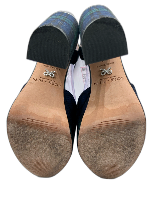 Antonio Melani Shoe Size 7 Navy, Green & Black Woven Round Toe Plaid Pumps Navy, Green & Black / 7