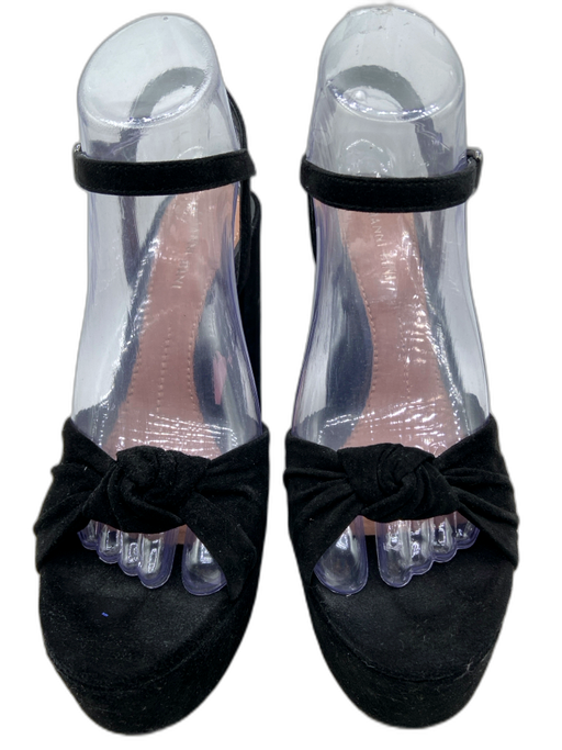 Gianni Bini Shoe Size 6.5 Black Suede Knot Detail Round Toe Platform Sandals Black / 6.5