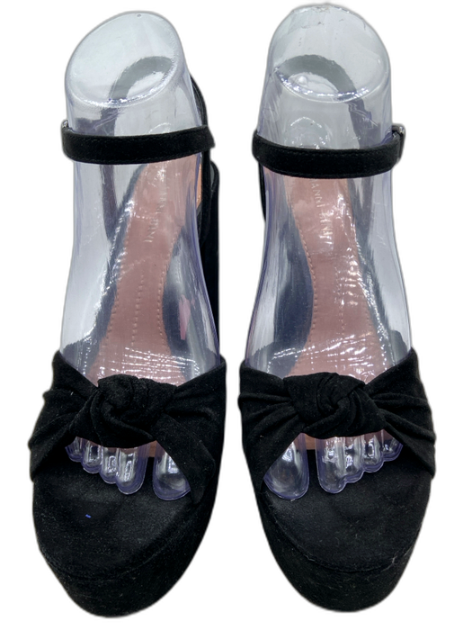 Gianni Bini Shoe Size 6.5 Black Suede Knot Detail Round Toe Platform Sandals Black / 6.5