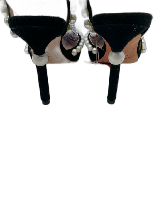 Antonio Melani Shoe Size 6.5 Black & White Suede Pointed Toe Pearl Detail Pumps Black & White / 6.5