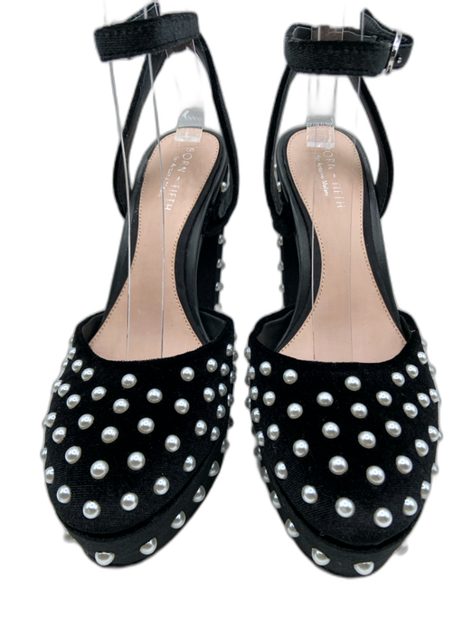 Antonio Melani Shoe Size 6.5 Black & White Velvet Round Toe Platform Pumps Black & White / 6.5