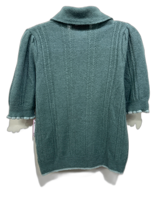 Kilte Size 1 Green & Light Green Cashmere Blend Open Knit 1/2 Button Sweater Green & Light Green / 1