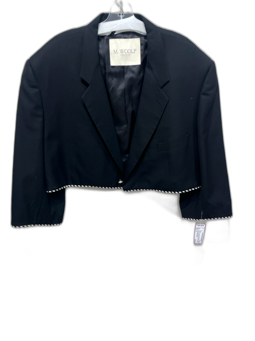 M. Woolf Reworked Size M Black No Fabric Tag Trim Detail Pearl Button Jacket Black / M