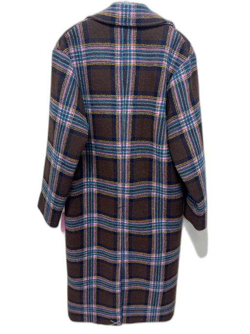 Boden Size 2 Brown, Blue & Multi Wool Blend Plaid Double Breasted Pockets Coat Brown, Blue & Multi / 2