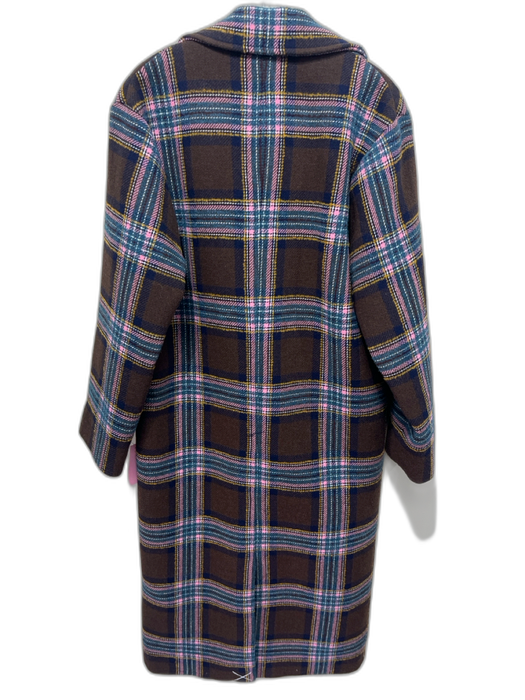 Boden Size 2 Brown, Blue & Multi Wool Blend Plaid Double Breasted Pockets Coat Brown, Blue & Multi / 2