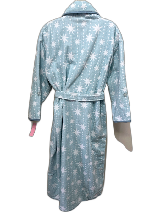 Weezie Towels Size XS Baby Blue & White Cotton Terry Cloth stars Pockets Robe Baby Blue & White / XS