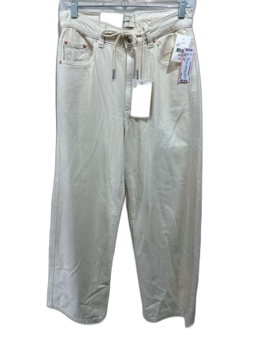 DL1961 Size 24 Cream Cotton Denim Drawstring Zip & Button High Rise Jeans Cream / 24