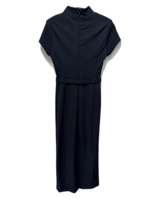 Meshki Size XS Black Polyester Short Sleeve Mock Neck Back Zip Maxi Dress Black / XS