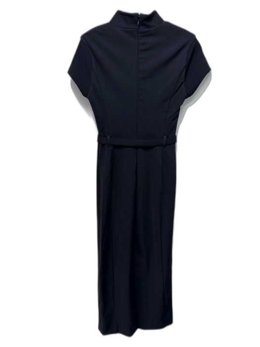 Meshki Size XS Black Polyester Short Sleeve Mock Neck Back Zip Maxi Dress Black / XS