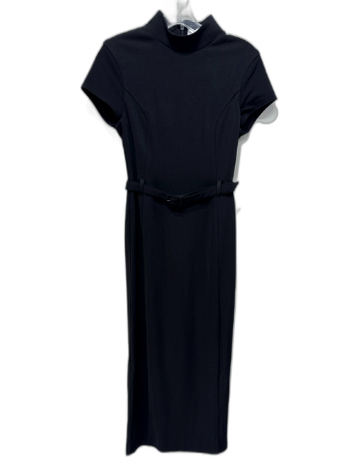 Meshki Size XS Black Polyester Short Sleeve Mock Neck Back Zip Maxi Dress Black / XS