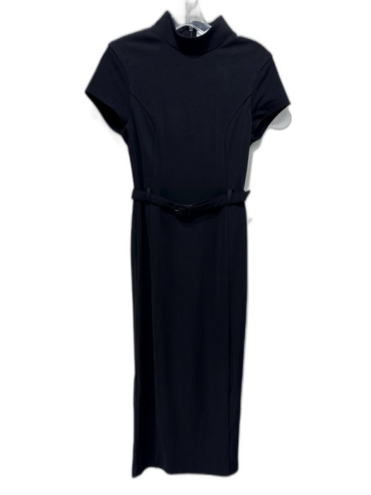 Meshki Size XS Black Polyester Short Sleeve Mock Neck Back Zip Maxi Dress Black / XS