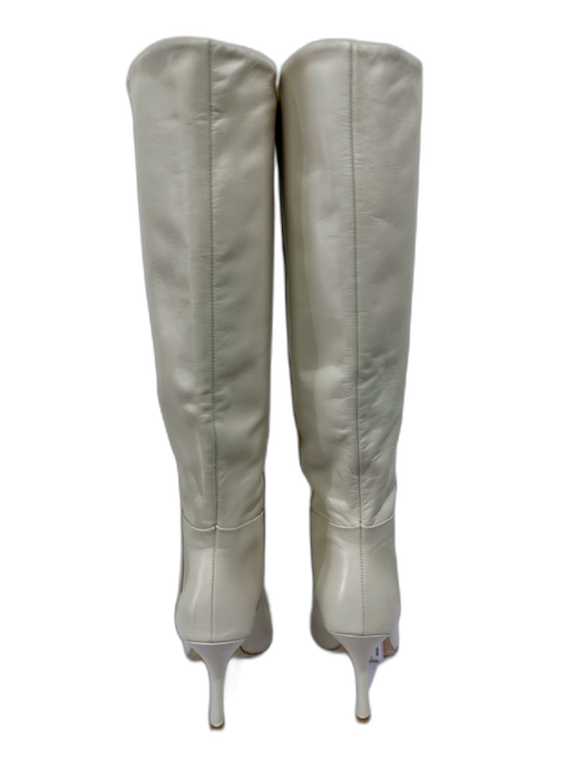Larroude Shoe Size 6.5 Creme Leather Pointed Toe Paneled Below Knee Boots Creme / 6.5