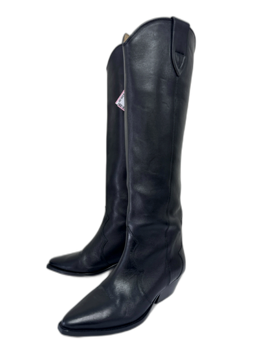 Isabel Marant Shoe Size 36 Black Leather Pointed Square Toe Stitch Detail Boots Black / 36