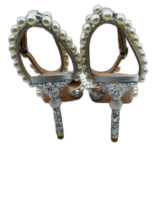 Antonio Melani Shoe Size 6.5 Silver & White Glitter Pearl Detail Mid Heel Pumps Silver & White / 6.5