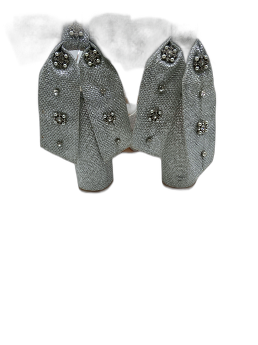 Antonio Melani Shoe Size 6.5 Silver Canvas Shiny Criss Cross Platform Pumps Silver / 6.5