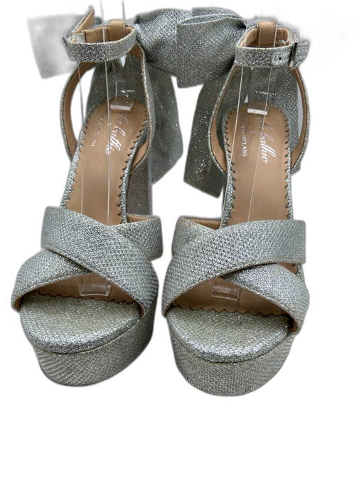 Antonio Melani Shoe Size 6.5 Silver Canvas Shiny Criss Cross Platform Pumps Silver / 6.5