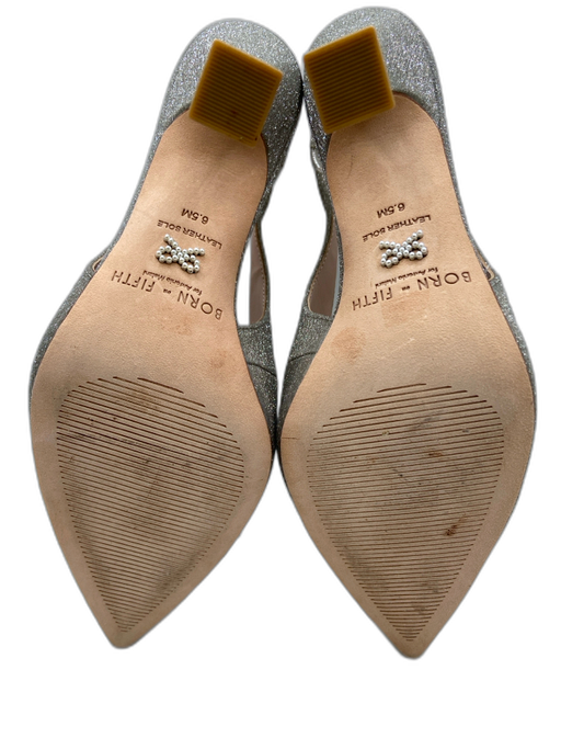 Antonio Melani Shoe Size 6.5 Silver Canvas Shimmer Pointed Toe Slingback Pumps Silver / 6.5