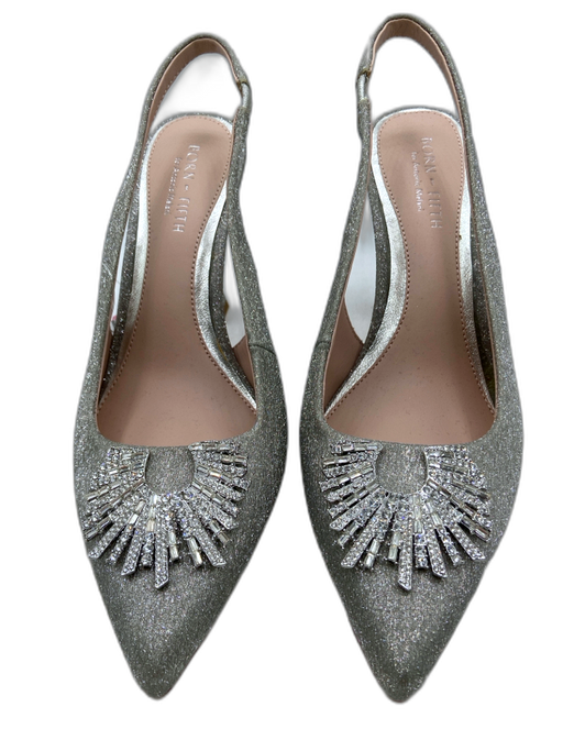 Antonio Melani Shoe Size 6.5 Silver Canvas Shimmer Pointed Toe Slingback Pumps Silver / 6.5