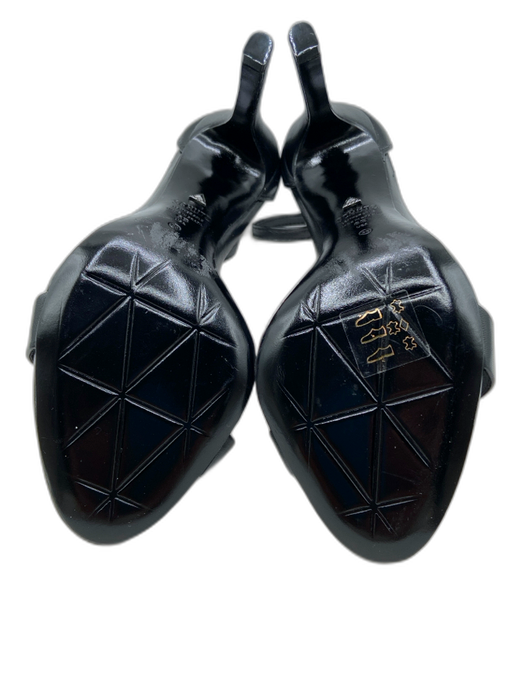 Schutz Shoe Size 6 Black Leather Round Toe Strap Ankle Strap Stiletto Sandals Black / 6