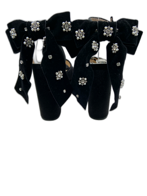 Antonio Melani Shoe Size 6.5 Black Velvet Round Toe Criss Cross Platform Pumps Black / 6.5