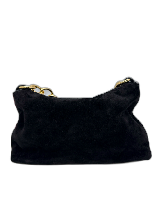 J. Crew Black Suede Magnetic Closure Gold Chain handbag Bag Black / Small