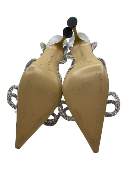 Mach & Mach Shoe Size 36.5 Silver & Clear PVC Crystal Embellishments Bow Pumps Silver & Clear / 36.5