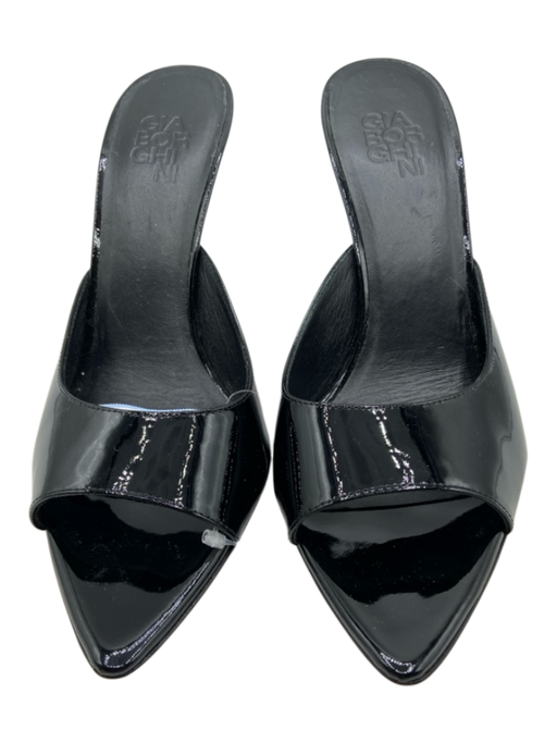 Gia Borghini Shoe Size 36.5 Black Patent Leather Peep Toe Pointed Toe Mules Black / 36.5