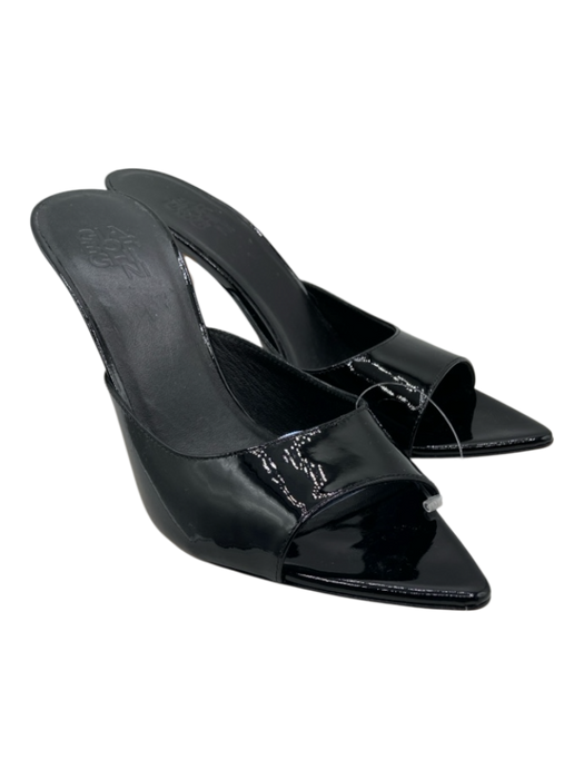 Gia Borghini Shoe Size 36.5 Black Patent Leather Peep Toe Pointed Toe Mules Black / 36.5