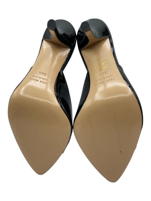 Gia Borghini Shoe Size 36.5 Black Patent Leather Peep Toe Pointed Toe Mules Black / 36.5