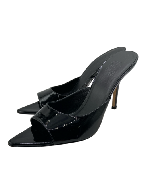 Gia Borghini Shoe Size 36.5 Black Patent Leather Peep Toe Pointed Toe Mules Black / 36.5