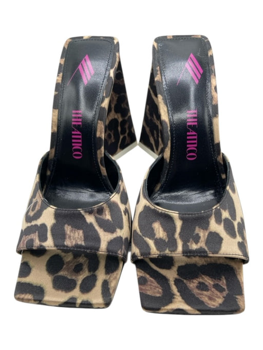 The Attico Shoe Size 36.5 Beige, Black, Brown Satin Animal Print Mule Pumps Beige, Black, Brown / 36.5