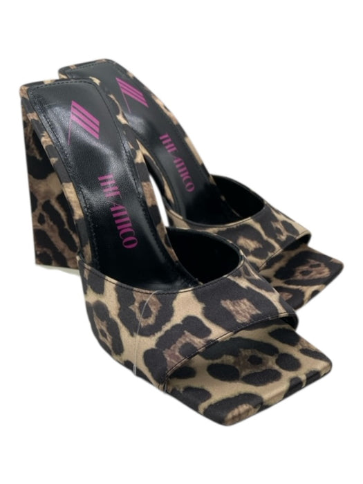 The Attico Shoe Size 36.5 Beige, Black, Brown Satin Animal Print Mule Pumps Beige, Black, Brown / 36.5