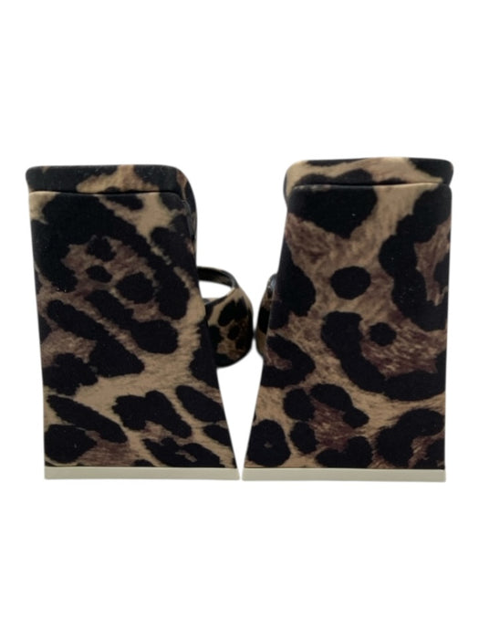 The Attico Shoe Size 36.5 Beige, Black, Brown Satin Animal Print Mule Pumps Beige, Black, Brown / 36.5