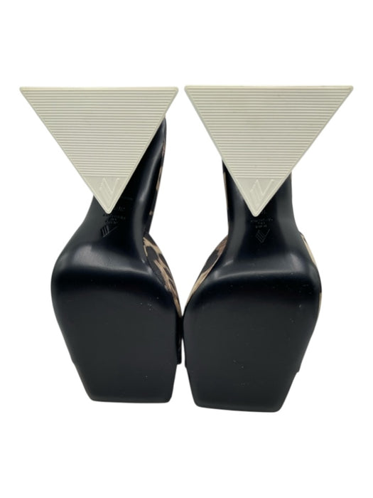 The Attico Shoe Size 36.5 Beige, Black, Brown Satin Animal Print Mule Pumps Beige, Black, Brown / 36.5