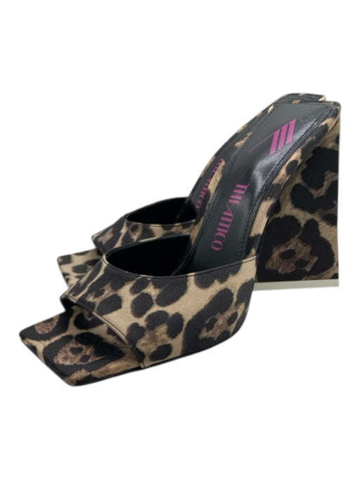 The Attico Shoe Size 36.5 Beige, Black, Brown Satin Animal Print Mule Pumps Beige, Black, Brown / 36.5