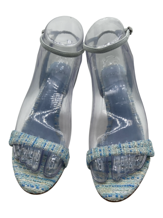 Alexandre Birman Shoe Size 36.5 Light blue Fabric Tweed Ankle Buckle Sandals Light Blue / 36.5