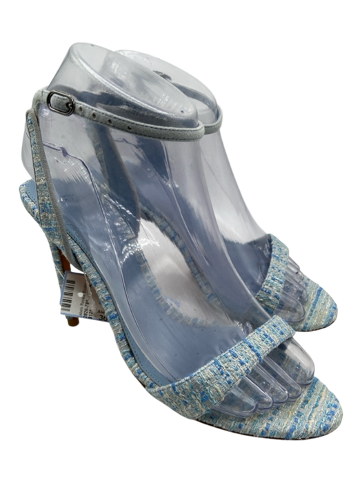 Alexandre Birman Shoe Size 36.5 Light blue Fabric Tweed Ankle Buckle Sandals Light Blue / 36.5